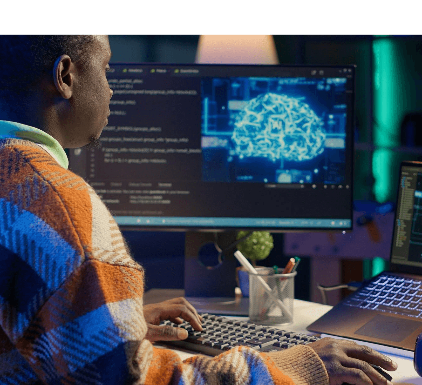 Developer working on a computer